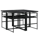 5 Piece Garden Dining Set with Cushions Black Textilene - Close-Up Angle