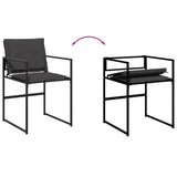 5 Piece Garden Dining Set with Cushions Black Textilene - Low Angle