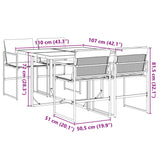 5 Piece Garden Dining Set with Cushions Black Textilene - Extra Image