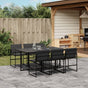 7 Piece Garden Dining Set with Cushions Black Textilene