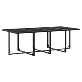 9 Piece Garden Dining Set with Cushions Black Textilene - Side View
