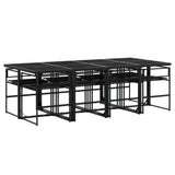 9 Piece Garden Dining Set with Cushions Black Textilene