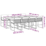 9 Piece Garden Dining Set with Cushions Black Textilene - Extra Image