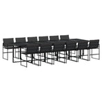 13 Piece Garden Dining Set with Cushions Black Textilene