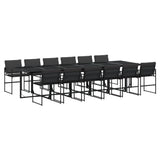 13 Piece Garden Dining Set with Cushions Black Textilene - Front View