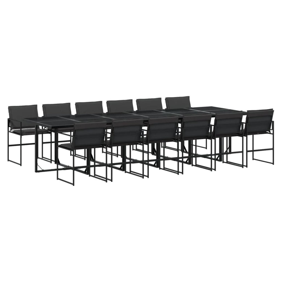 13 Piece Garden Dining Set with Cushions Black Textilene