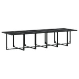 13 Piece Garden Dining Set with Cushions Black Textilene - Side View