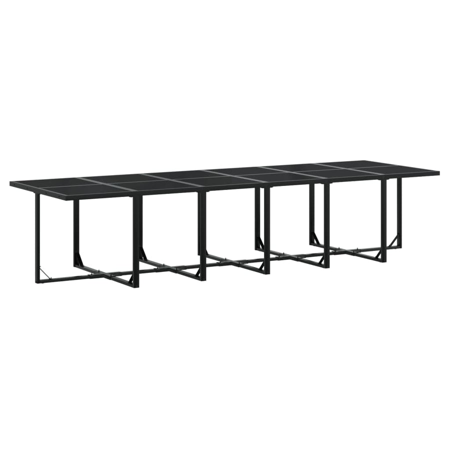 13 Piece Garden Dining Set with Cushions Black Textilene