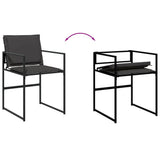 13 Piece Garden Dining Set with Cushions Black Textilene - Close-Up Angle