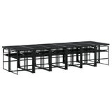 13 Piece Garden Dining Set with Cushions Black Textilene