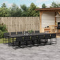 13 Piece Garden Dining Set with Cushions Black Textilene