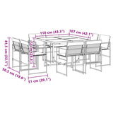 9 Piece Garden Dining Set with Cushions Black Textilene