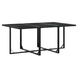11 Piece Garden Dining Set with Cushions Black Textilene - Side View