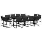 13 Piece Garden Dining Set with Cushions Black Textilene - Front View