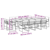 13 Piece Garden Dining Set with Cushions Black Textilene - Low Angle