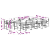 15 Piece Garden Dining Set with Cushions Black Textilene - Low Angle