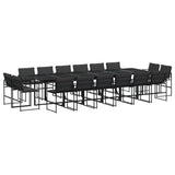 17 Piece Garden Dining Set with Cushions Black Textilene
