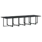 17 Piece Garden Dining Set with Cushions Black Textilene