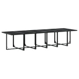 17 Piece Garden Dining Set with Cushions Black Textilene - Side View