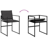 17 Piece Garden Dining Set with Cushions Black Textilene