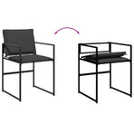 17 Piece Garden Dining Set with Cushions Black Textilene