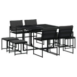 9 Piece Garden Dining Set with Cushions Black Textilene - Front View