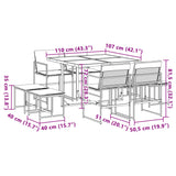 9 Piece Garden Dining Set with Cushions Black Textilene