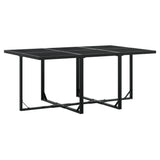 11 Piece Garden Dining Set with Cushions Black Textilene - Side View