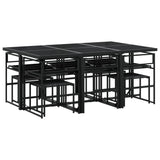 11 Piece Garden Dining Set with Cushions Black Textilene - Rear View