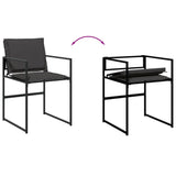 11 Piece Garden Dining Set with Cushions Black Textilene - Close-Up Angle