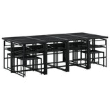 13 Piece Garden Dining Set with Cushions Black Textilene - Rear View