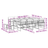 13 Piece Garden Dining Set with Cushions Black Textilene