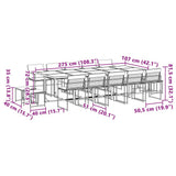 15 Piece Garden Dining Set with Cushions Black Textilene - Extra Image