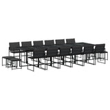 17 Piece Garden Dining Set with Cushions Black Textilene