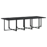 17 Piece Garden Dining Set with Cushions Black Textilene