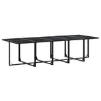 17 Piece Garden Dining Set with Cushions Black Textilene