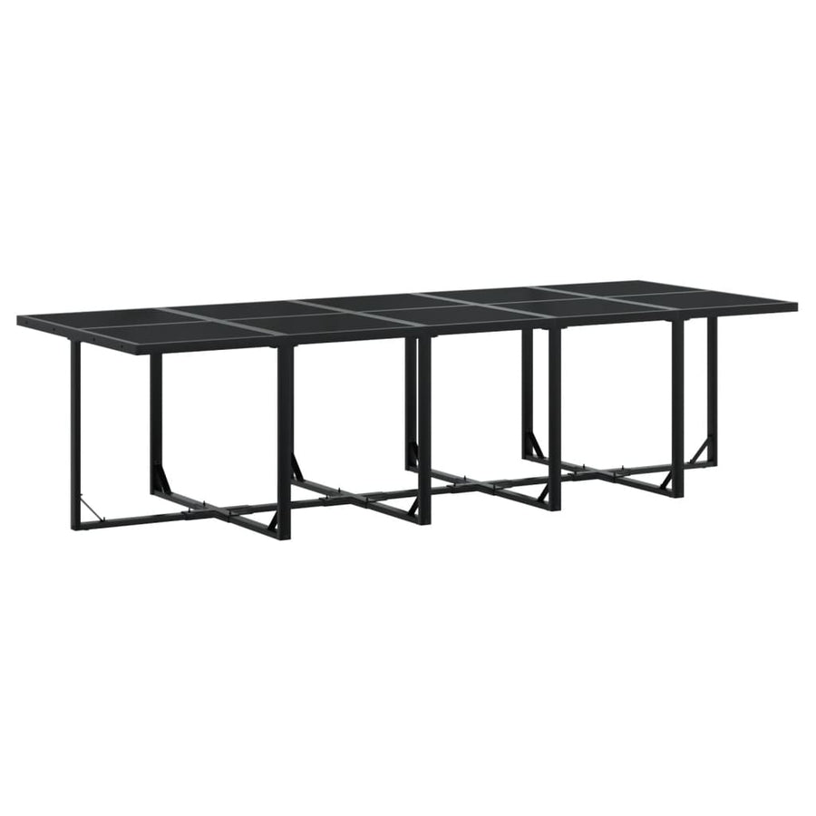 17 Piece Garden Dining Set with Cushions Black Textilene