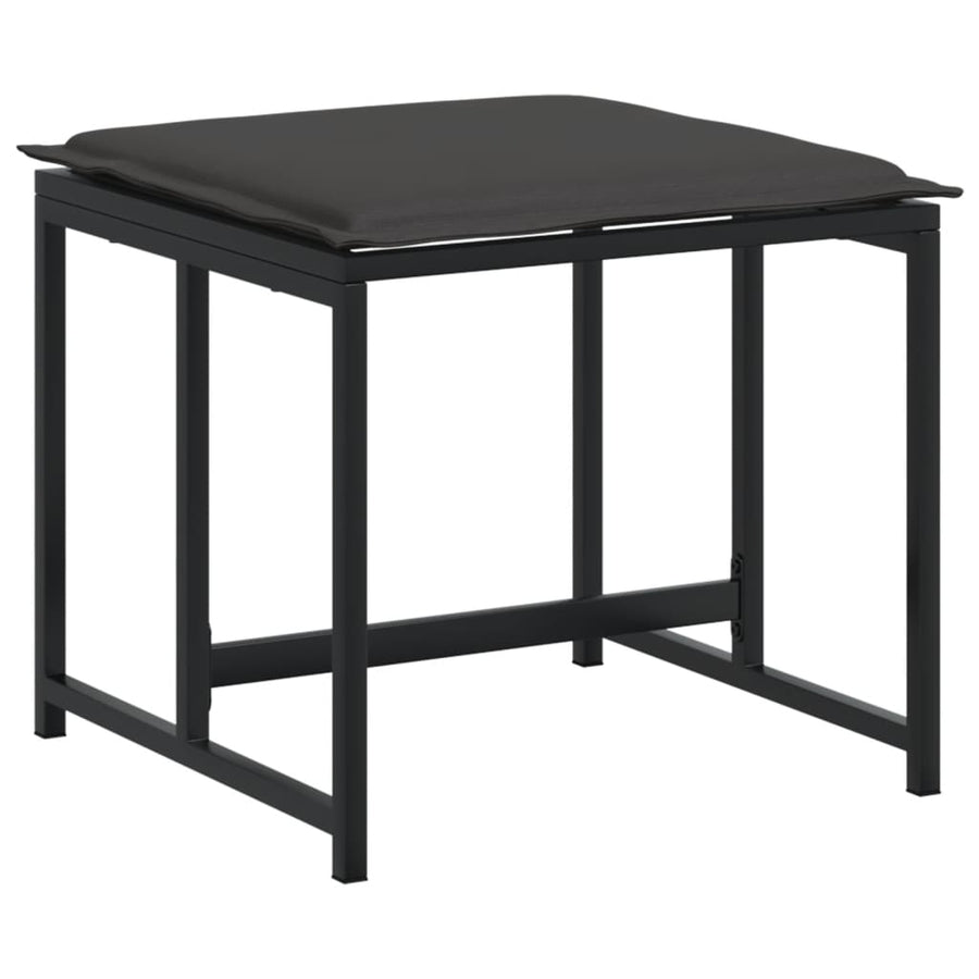 17 Piece Garden Dining Set with Cushions Black Textilene