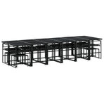 17 Piece Garden Dining Set with Cushions Black Textilene