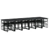 17 Piece Garden Dining Set with Cushions Black Textilene - Rear View