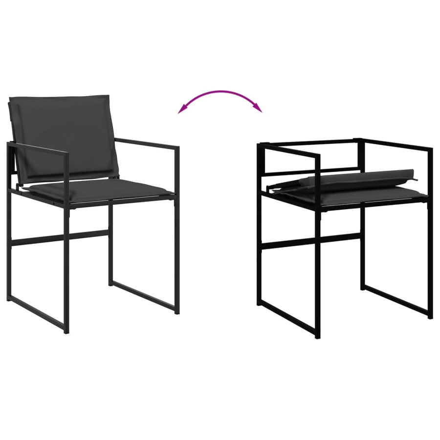 17 Piece Garden Dining Set with Cushions Black Textilene
