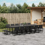 17 Piece Garden Dining Set with Cushions Black Textilene