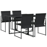 5 Piece Garden Dining Set Black Textilene - Front View