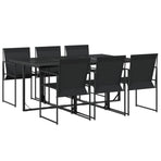 7 Piece Garden Dining Set Black Textilene
