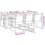 7 Piece Garden Dining Set Black Textilene - Low Angle