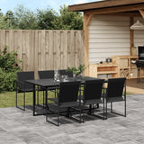 7 Piece Garden Dining Set Black Textilene