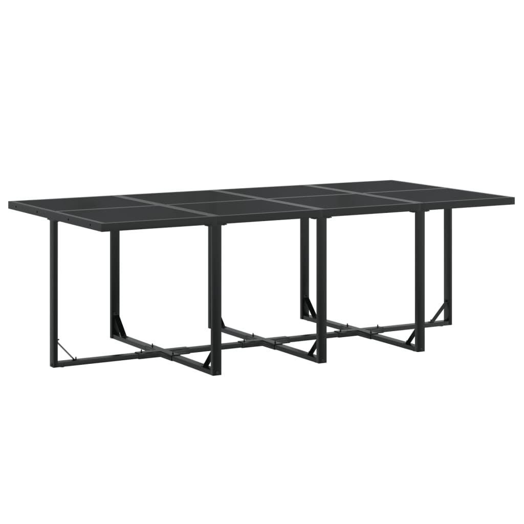 9 Piece Garden Dining Set Black Textilene