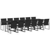 13 Piece Garden Dining Set Black Textilene