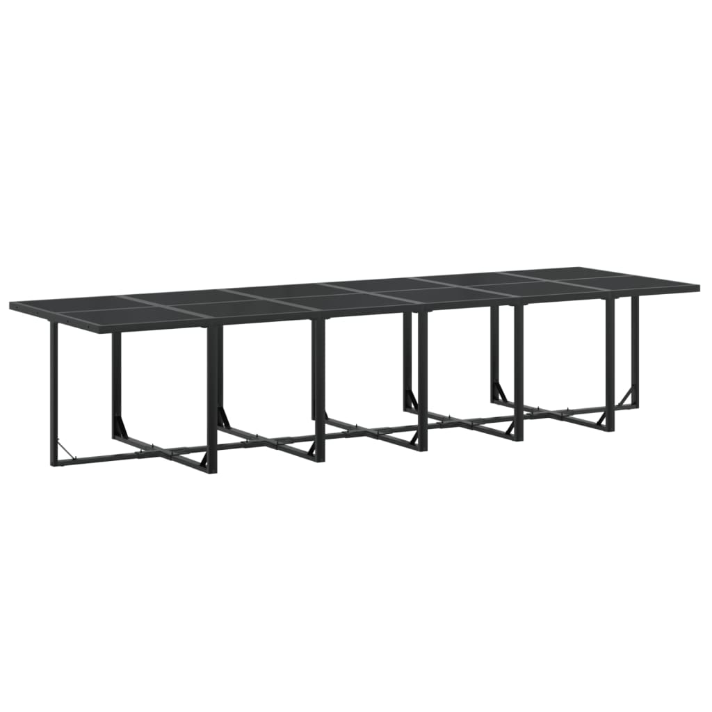 13 Piece Garden Dining Set Black Textilene
