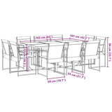 11 Piece Garden Dining Set Black Textilene - Low Angle